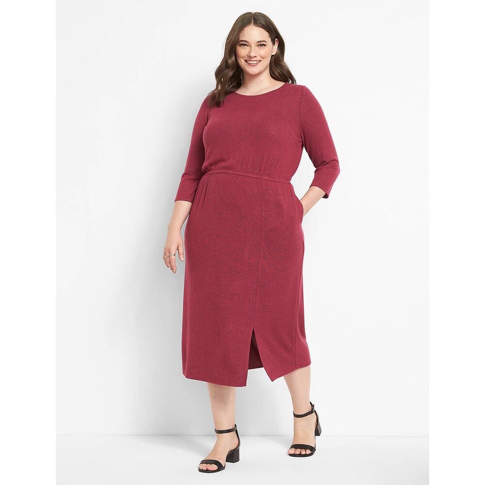 Lane Bryant Womens Dress Size 14 16 Blouson Hacci‎ Midi Magenta NEW